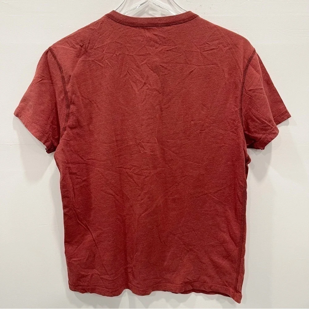 J. Crew Slim Broken-In Short Sleeve Henley Cotton Medium Red